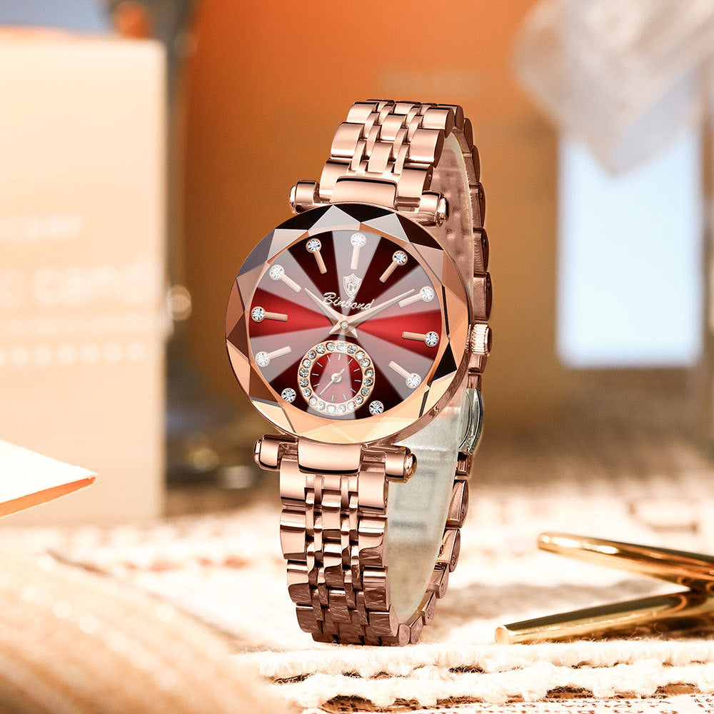 Niche Diamond Ceinture en acier massif Montre imperméable pour femmes