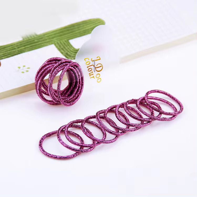 10-pack Élastique Élastique Shiny enfants bande en caoutchouc Bande de cheveux de feuille d'or Accessoires