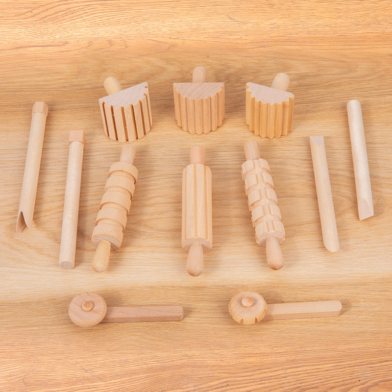 Ensemble de jouets de joint de rouleau d'épingle à rouleaux en bois massif