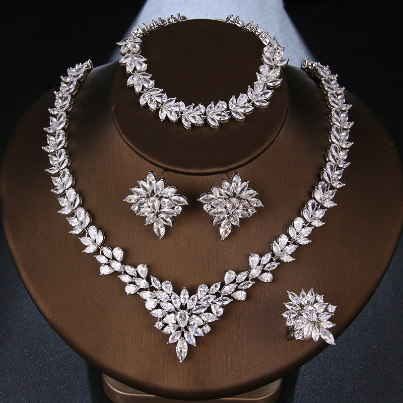 Copper wedding jewelry set with zircons