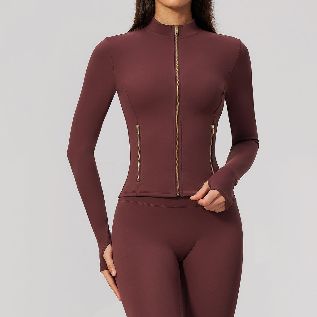 Veste de sport pour femmes Cardigan Zip-up Stretchy Fitness