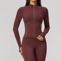 Veste de sport pour femmes Cardigan Zip-up Stretchy Fitness