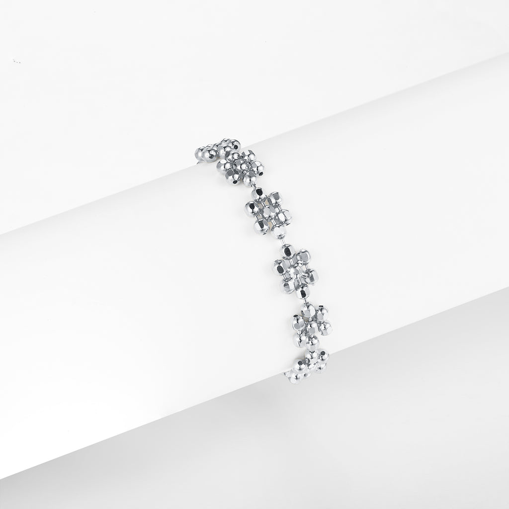 S925 Anneau de fleur en argent sterling 0,7g Léger 14-21mm Clover réglable Design Platinu