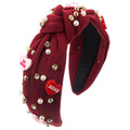 Femme Strass Pearl High Skull Top Knotted Accessoires pour cheveux de vacances