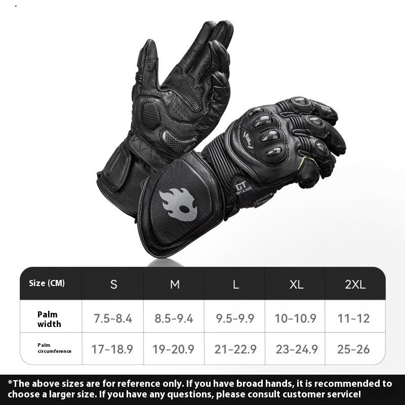 Gants en fibre de carbone longue piste de moto