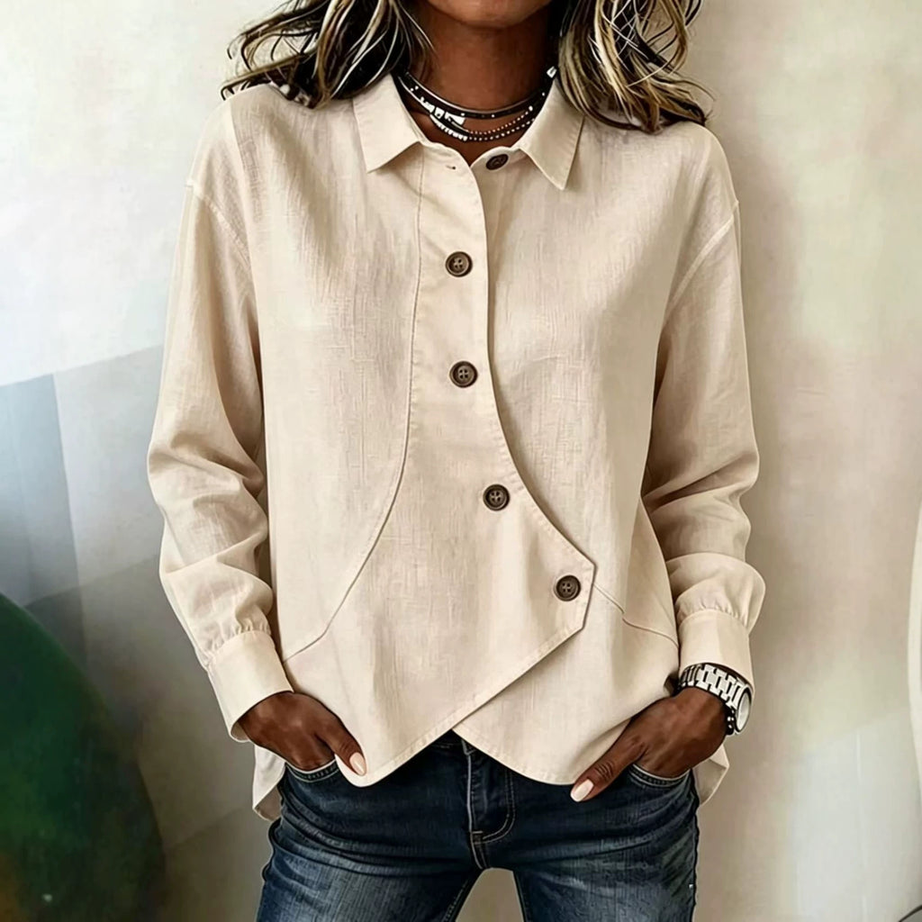 Femmes Casual Solid-Color Asymétrique manches longues chemise de style européen et américain