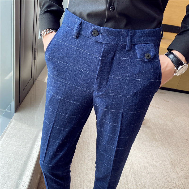 Style coréen British Classic Checkered Elegant Slim Fit meilleur homme pantoufles homme costume P
