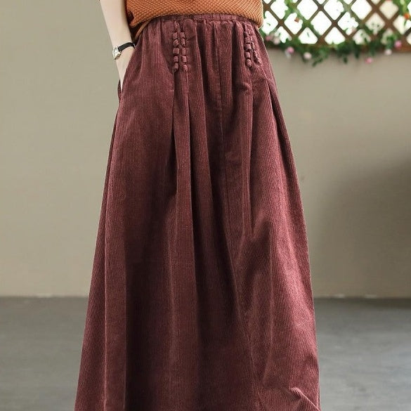 Lose Slim Fit Slimming High Waist Cramp Corduroy Grande Jupe Swing
