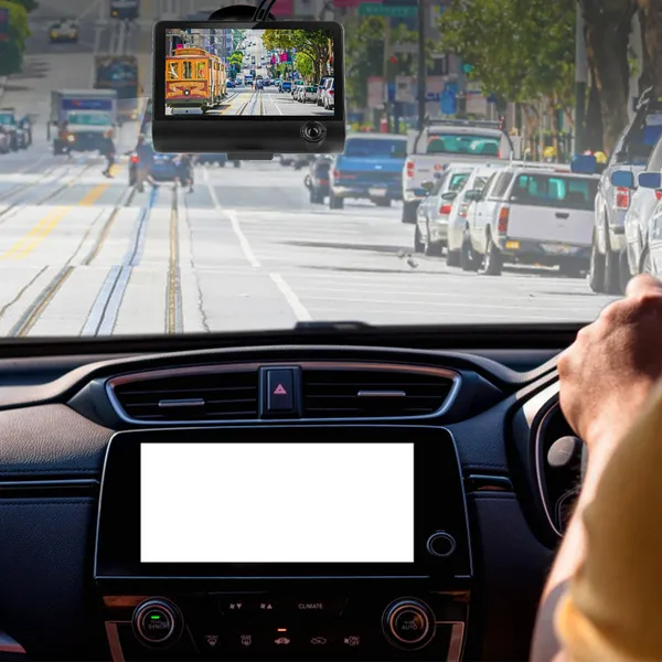 1296P Voiture DVR Dash Camera 4En 3 Lens Vehicle Drive Recorder Enregistrement sans couture