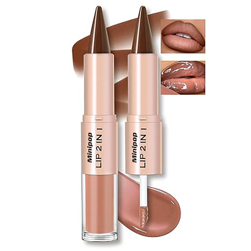 Double-bout étanche à la boue 2-en-1 Lip Gloss and Lip Liner