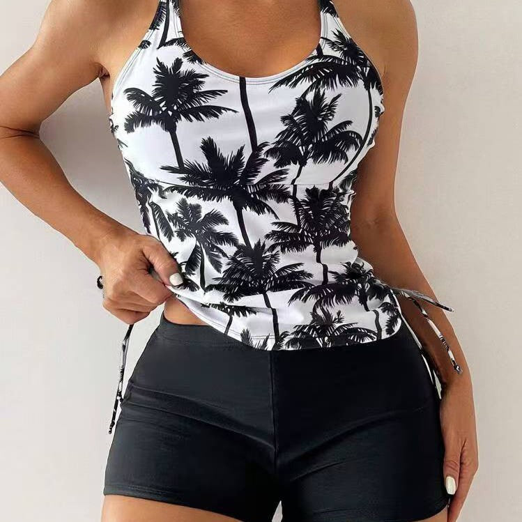 Maillot de bain conservateur féminin avec imprimé cocotier