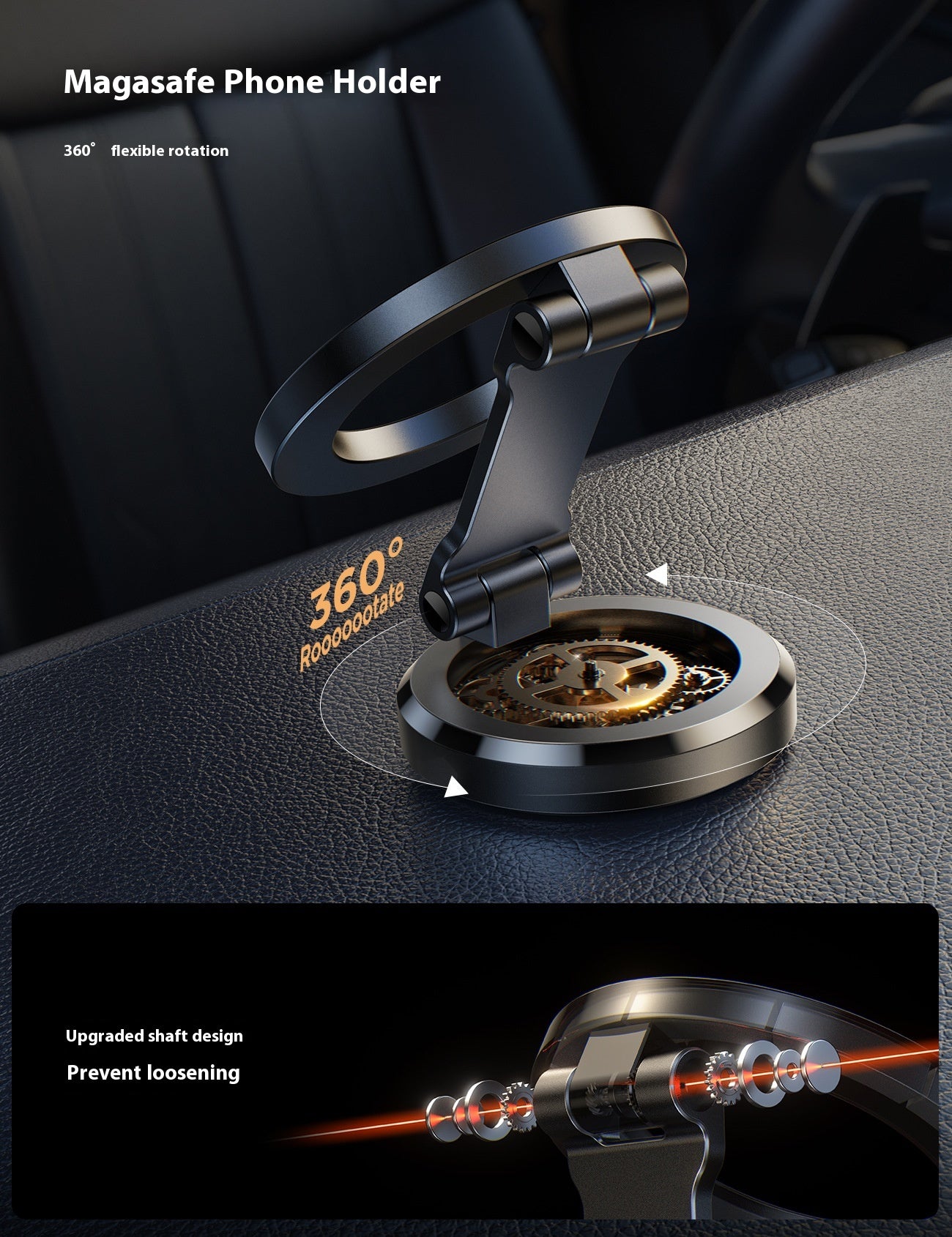 Support magnétique de téléphone de voiture pliant Navigation de voiture Alliage d'aluminium Tableau de bord