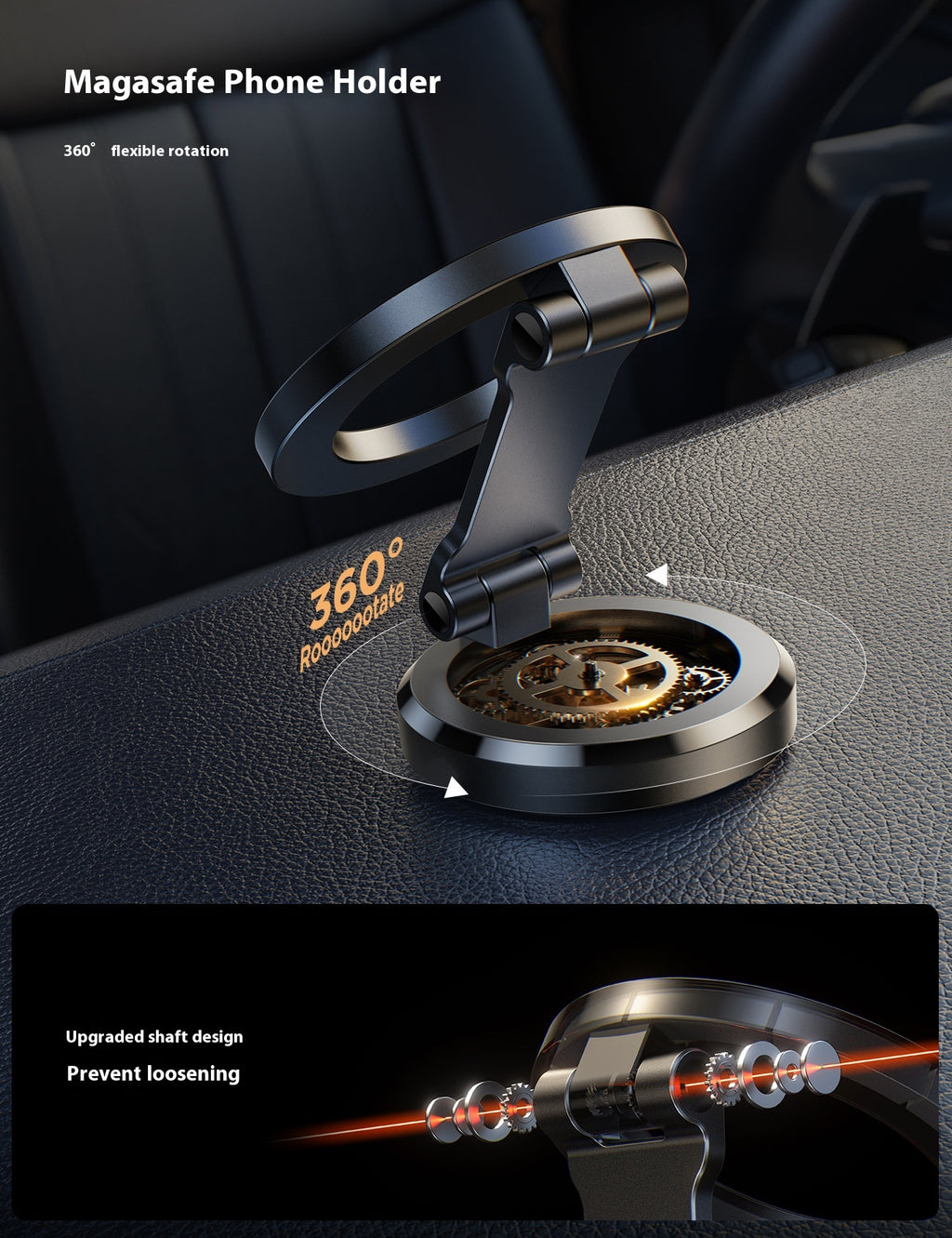 Support magnétique de téléphone de voiture pliant Navigation de voiture Alliage d'aluminium Tableau de bord