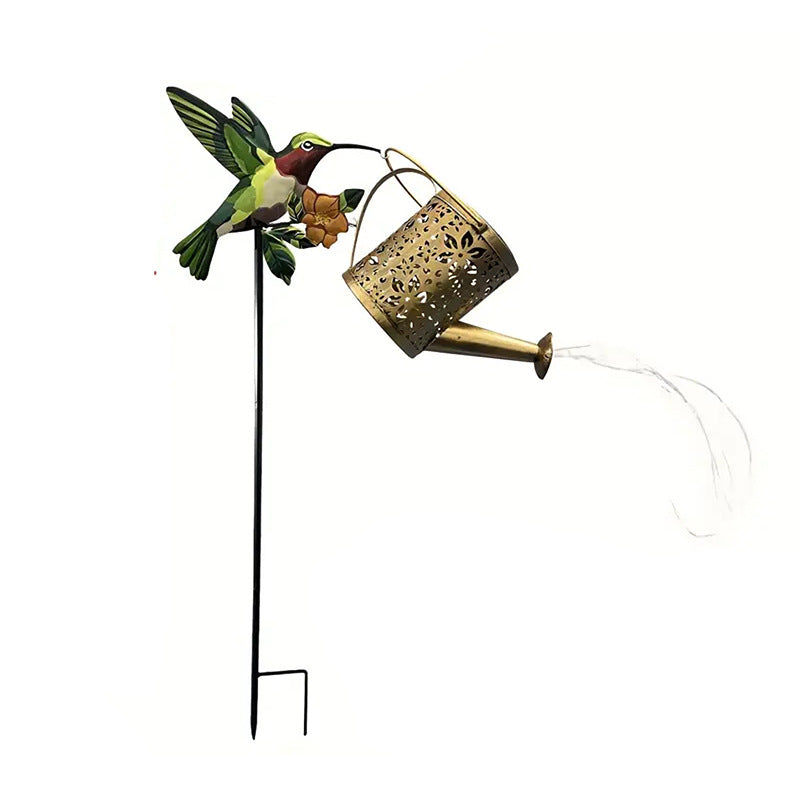Solar Powered Cummingbird Teapot Lantern - Créative Hollow Iron Art Garden Stake Light pour