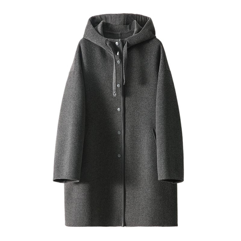 Manteau de laine à manches longues à capuchon polyvalent