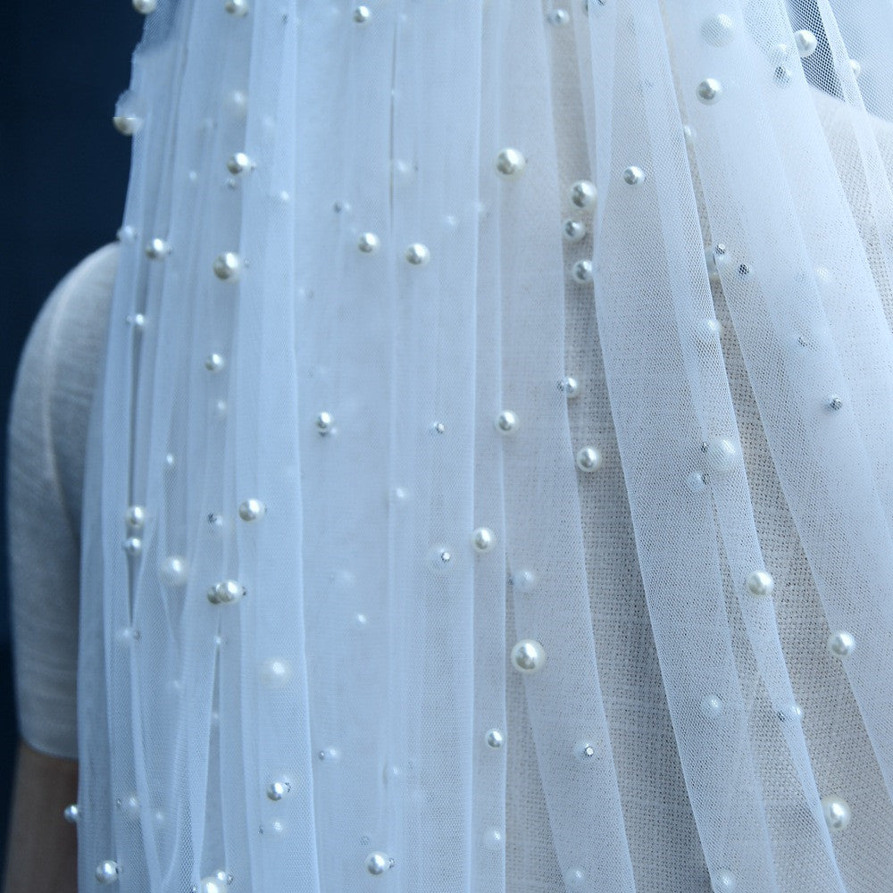 Industrie lourde de luxe voile de perles de mariée