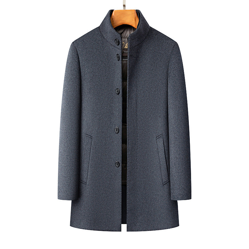 Manteau de laine détachable pour hommes d'hiver épais et résistant au froid