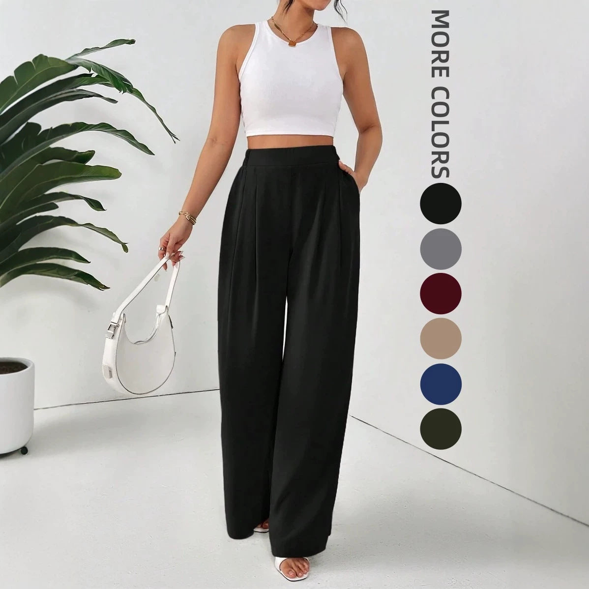 Élégant pantalon à large jambe avec un drap fluidifiant