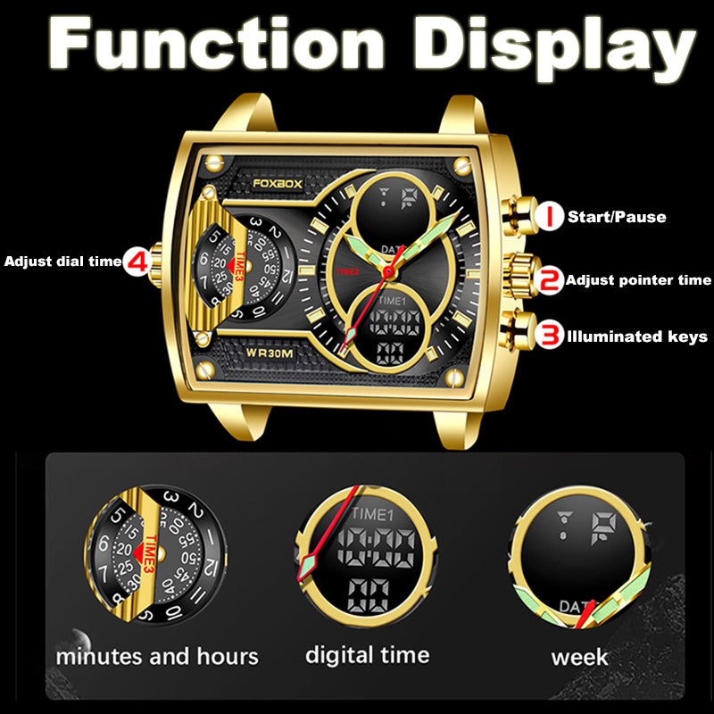 Montre à Quartz électronique lumineux multifonctionnelle pour homme