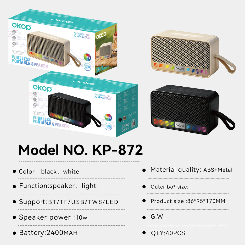 KP-872 Best-Selling Portable Outdoor Bluetooth Speaker Handheld Heavy Bass TF Fente de carte Su