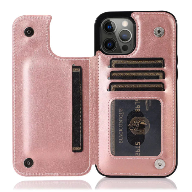 Solid Couleur Double boucle téléphone portable en cuir Case