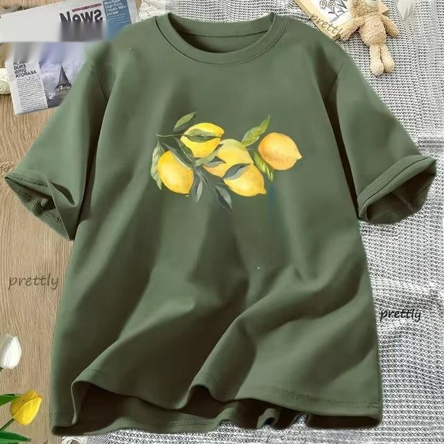 T-Shirt de coton d'été pour femmes au citron italien