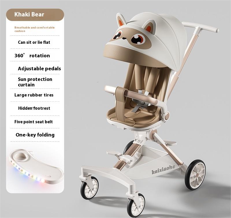 Enfants à quatre roues Bébés Trolley inclinable bidirectionnel pliant léger