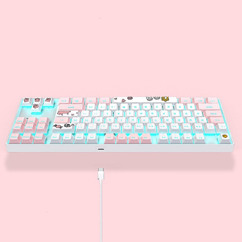87 Key Rgb Effet de lumière Axis vert Clavier mécanique portable