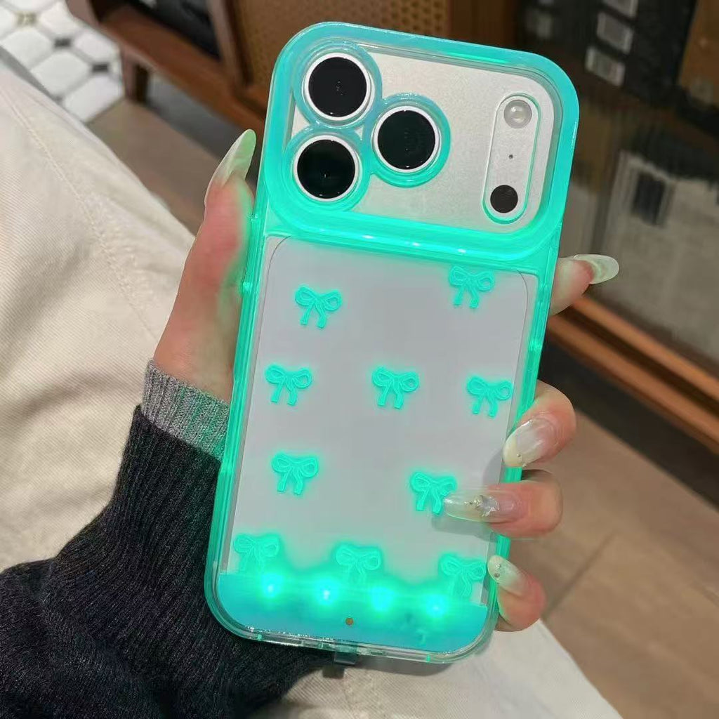 IPhone 17 rose et blanc Bowknot cas téléphonique