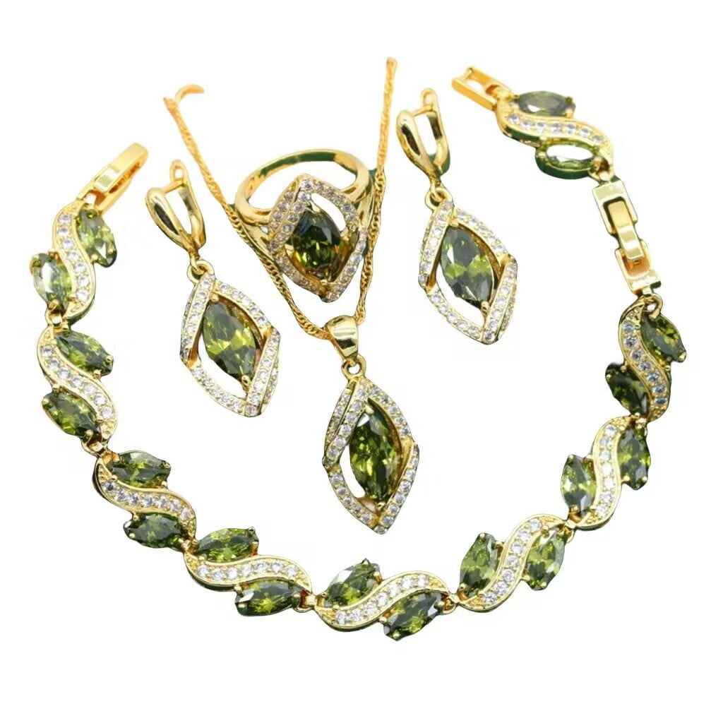Anti-allergie AAA Zircon Bracelet Collier Anneau Boucle d'oreille Ornement Ornement