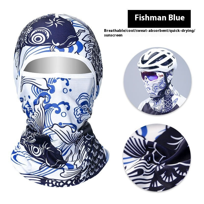 Summer Ice Silk Sun Protection Masque de protection de la tête des hommes Full Face Fishing Sun Protection Scar