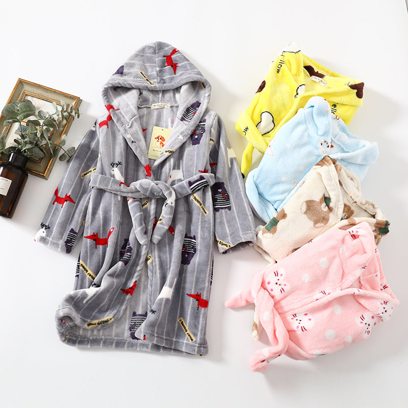 Enfants Vêtements Maison Vêtements Flannel Hommes Femmes Hoodie Coral Velvet Robe de nuit