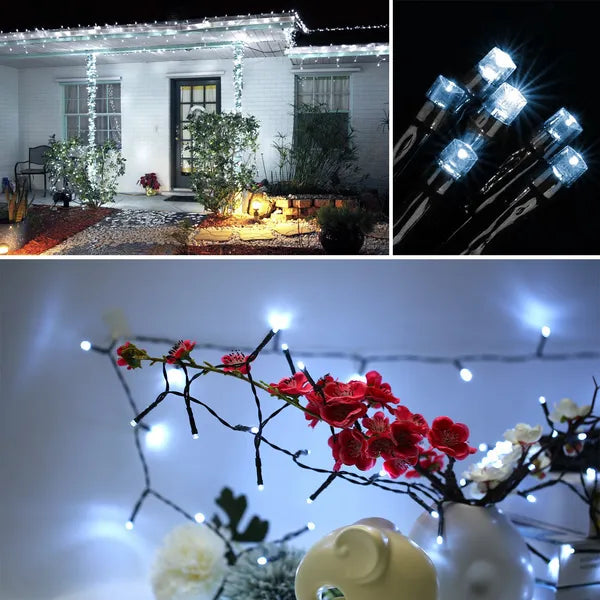 Lumières à chaînes solaires LED Puissance solaire Fairy Lumière à chaînes 12M 100 LEDs 8 Mode d'éclairage Multic