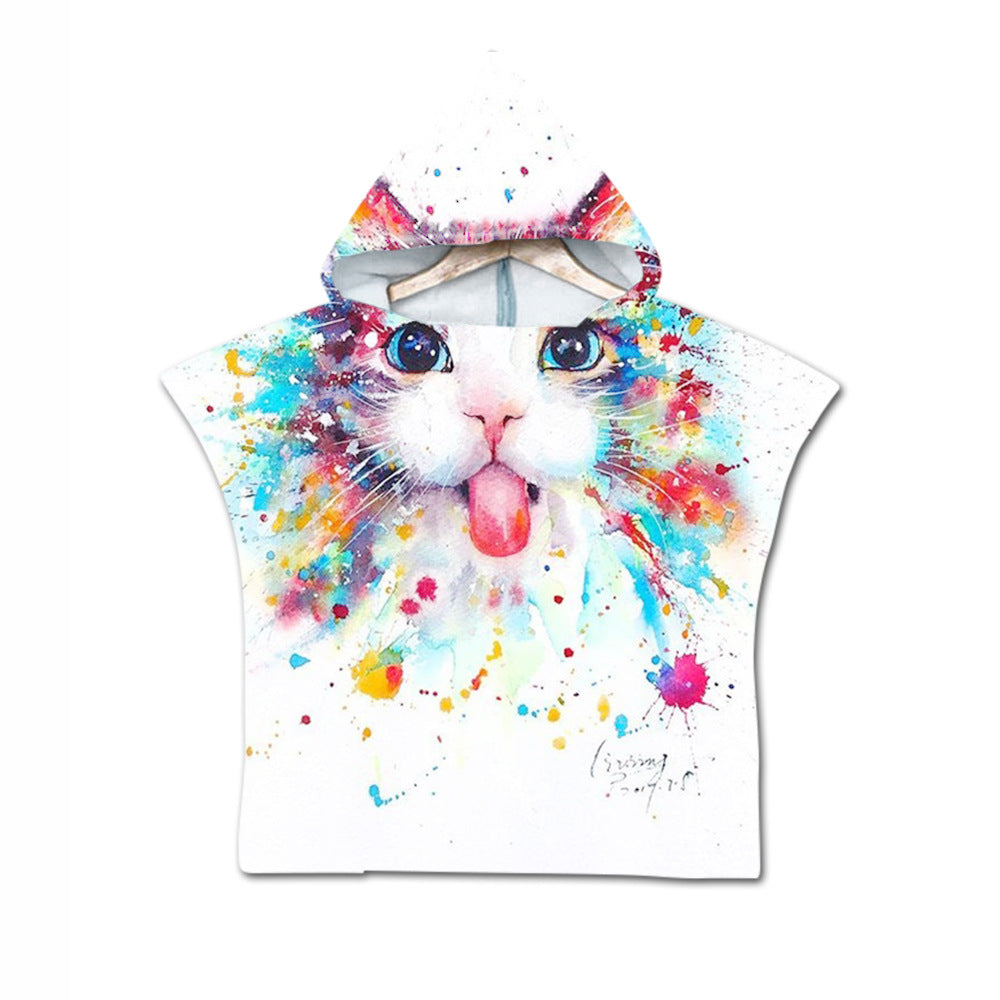 Broderie Livraison 2 jours Broderie Animal Numérique Imprimer Serviette de plage Enfants à capuche