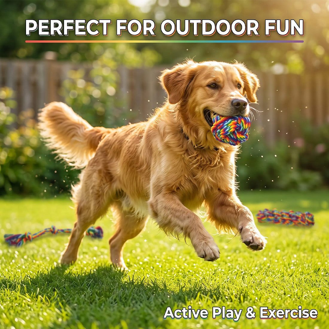 Jouets de corde de chien couleur arc-en-ciel de 6pc