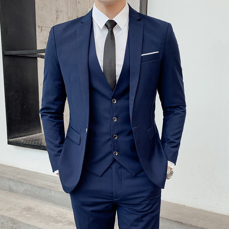 Hommes style coréen Slim-fit Business Ensemble de trois pièces