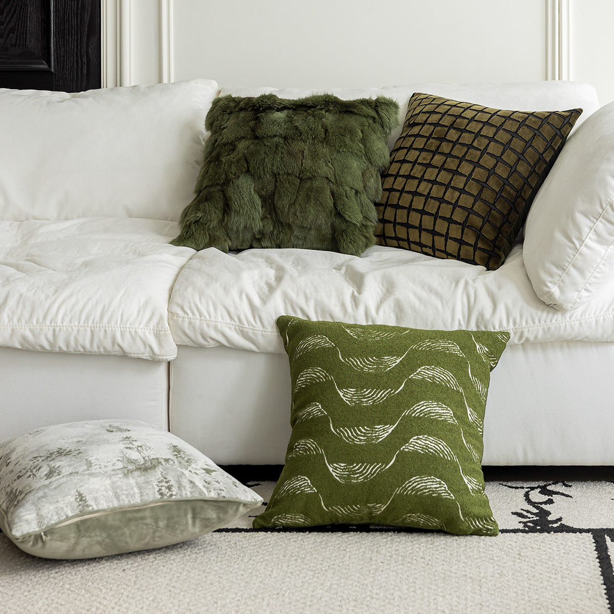 Coussin et housse d'oreiller à thème vert