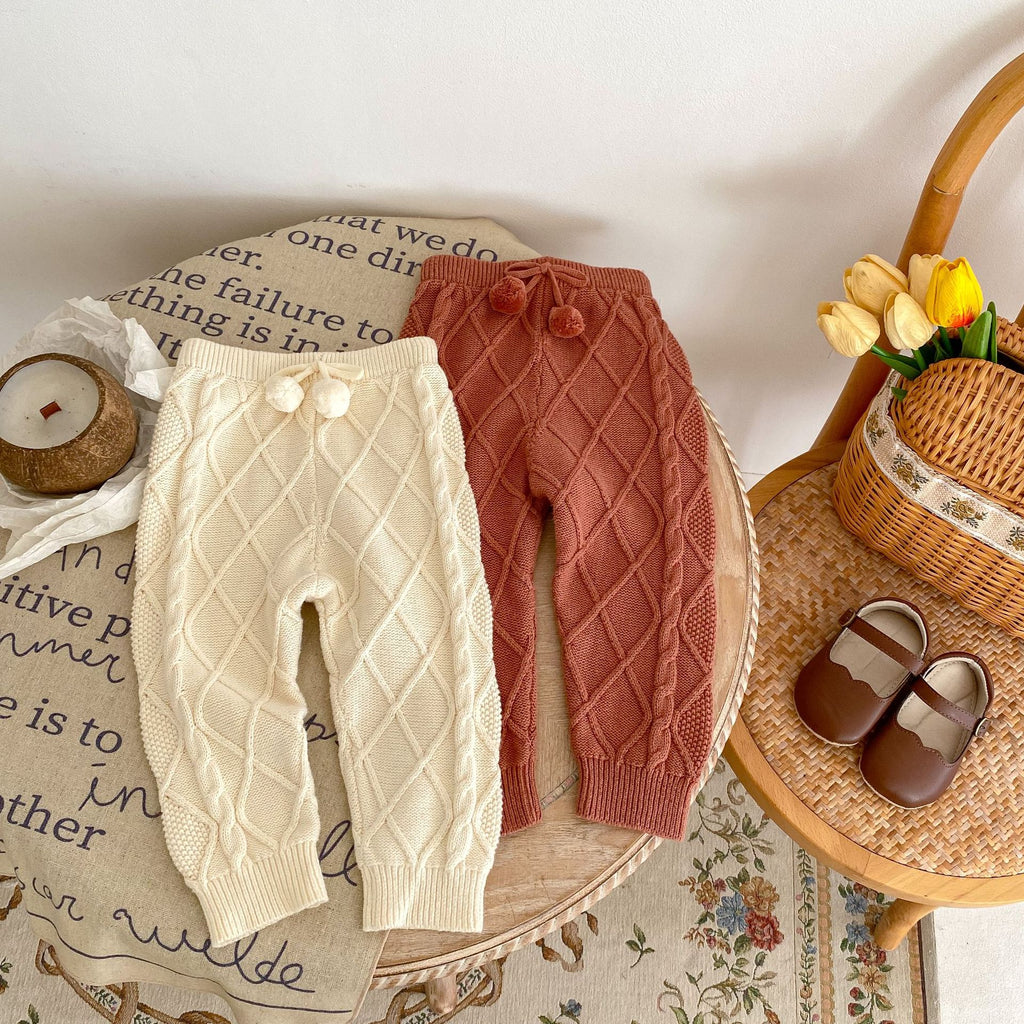 Bébé Garçons et filles Rhombus tricoté Pure beam long pantalons