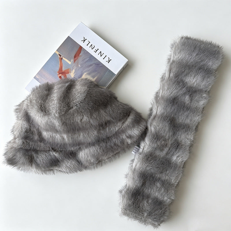 Chapeau chaud d'hiver et jeu d'écharpe - Fashionable et polyvalent peluche écharpe extérieure froide protéger