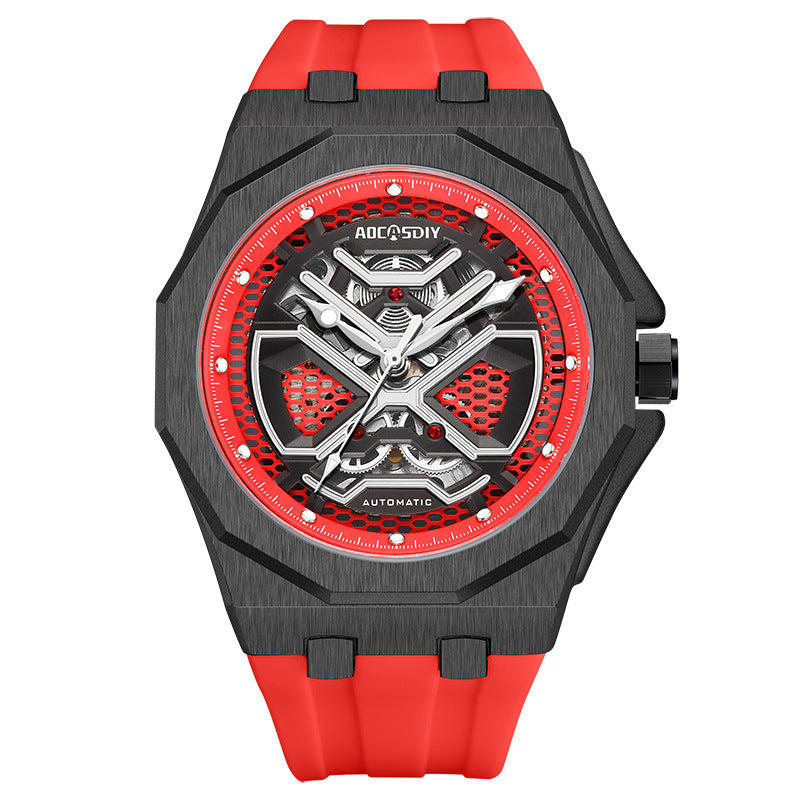 Montre mécanique Hollow tendance avec affichage lumineux et résistance à l'eau pour les hommes