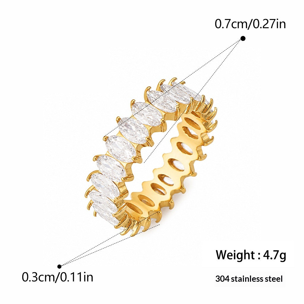 Anneau de titane en acier inoxydable Zircon pour femmes