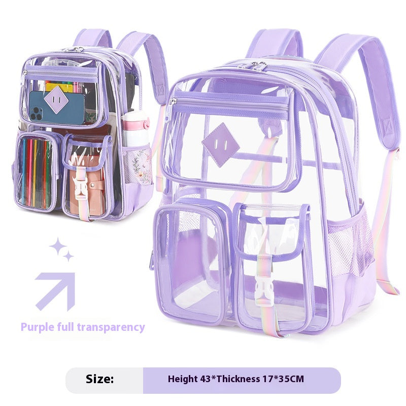 Sac transparent Sac d'école primaire étanche Sac d'école pour l'école secondaire