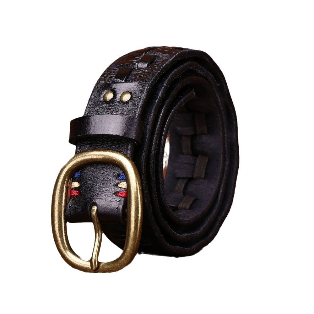 Ceinture en cuir de vache tissée à la main pour hommes