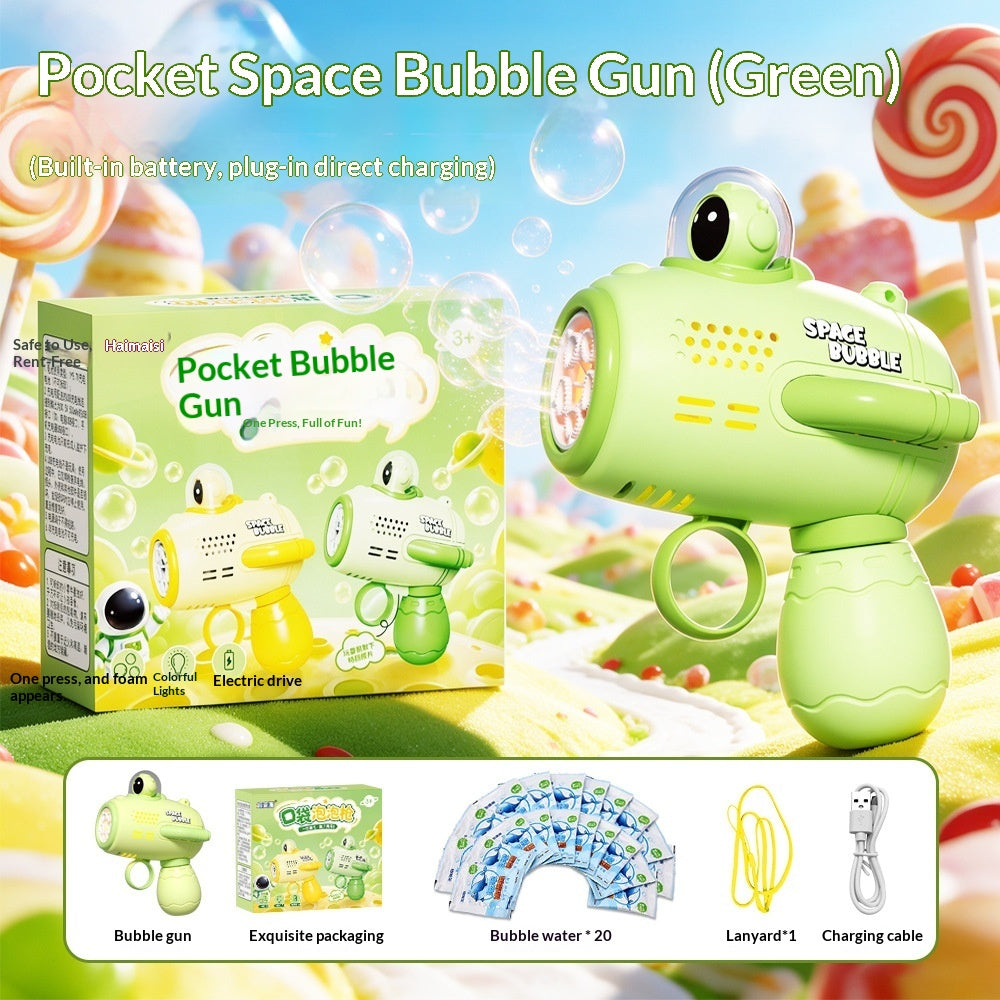 Space Astronaut Pocket Mini Bubble Gun Jouet de lumière électrique entièrement automatique pour enfants
