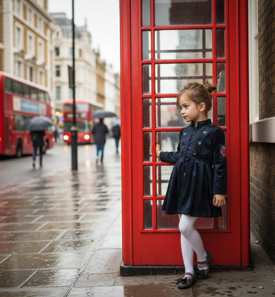 Robe de trench en velours bleu marine vintage fille 3-4-5 Y
