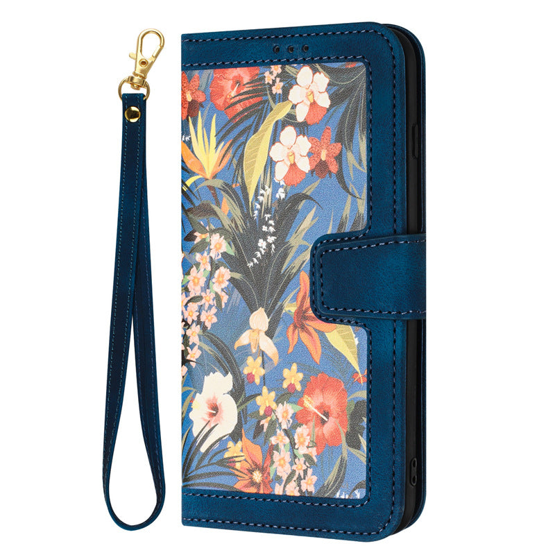 Petit étui en cuir Flip Floral Étui téléphonique