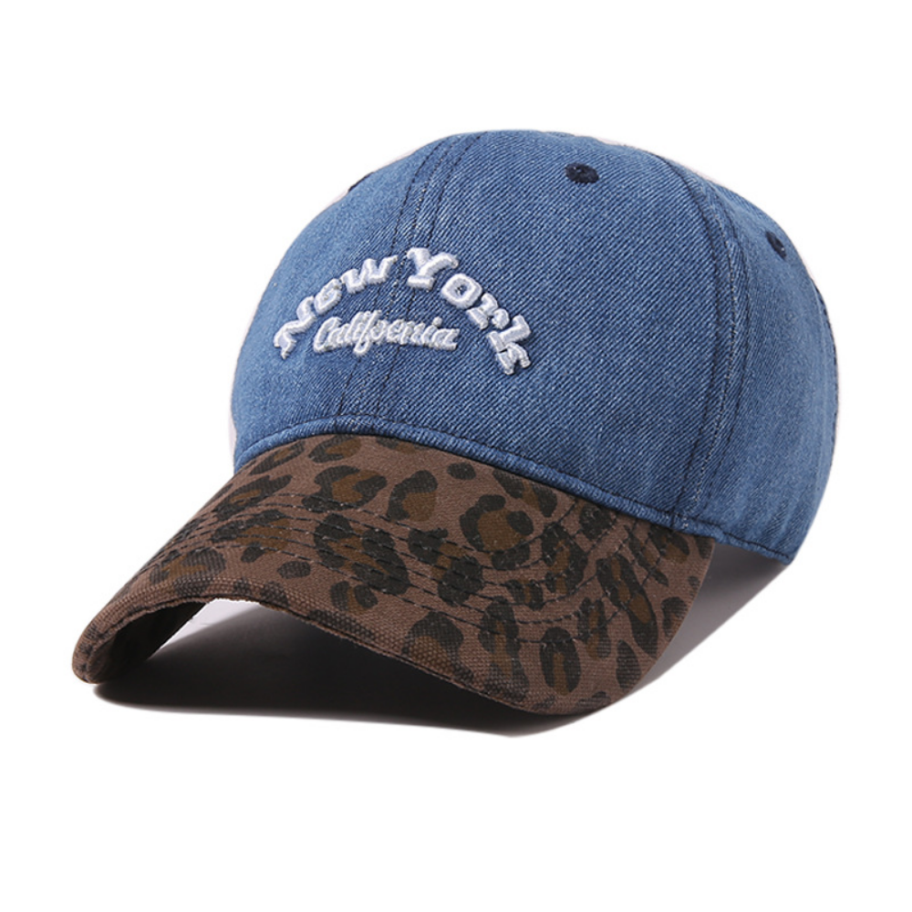 L'Europe et l'American Girl style Patchwork Leopard-print Lettered Baseball Cap