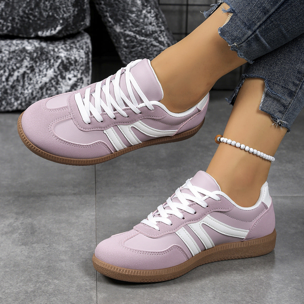 Fashion Casual Tout-match Couleur Matching Lace-up Chaussures