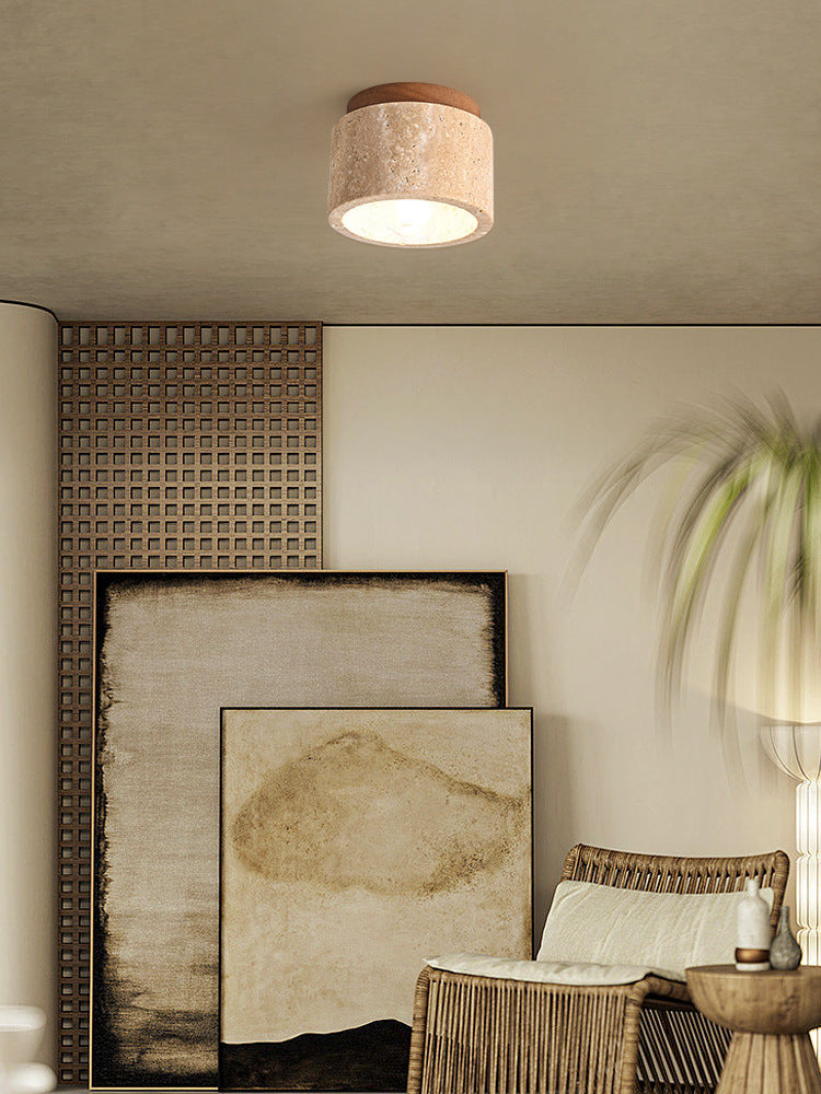 Japonais Wabi Sabi Style plafond clair Vintage jaune Cave Stone Mid Century ton crémeux S