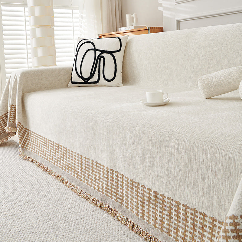 Chenille Housse de canapé Enveloppe complète Design universel minimaliste épais pour toutes les quatre saisons